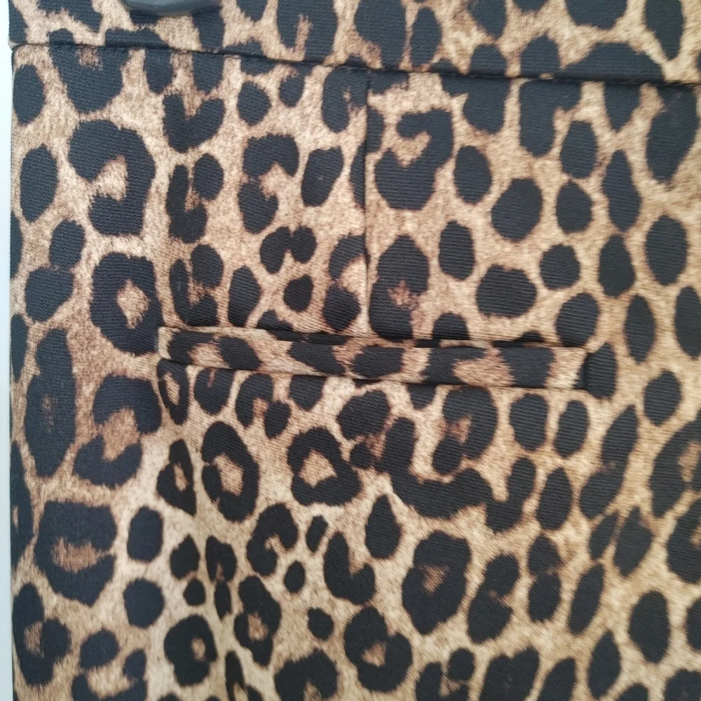 MICHAEL Michael Kors Leopard Print Ankle Pants Medium Animal Print Slim Career
